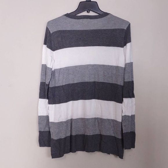 Maison Jules Color Block Jewel Neck T Shirt Sweater Steel Grey Medium - Picture 10 of 10